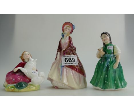 Royal Doulton figures Paisley Shawl HN1988, Home Again HN2167 and Francine HN2422 (3)