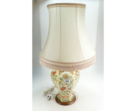 Large Wade ceramic Pagoda lamp base with matching shade in floral decoration 
