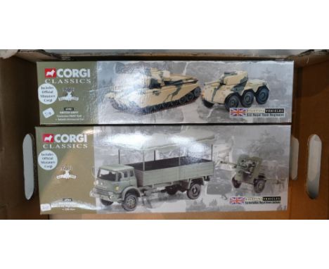 Boxed Corgi Army vehicles from the Classics Series to include British Army Centurion Mark 3 tank and Beford MK High Canvas Ba