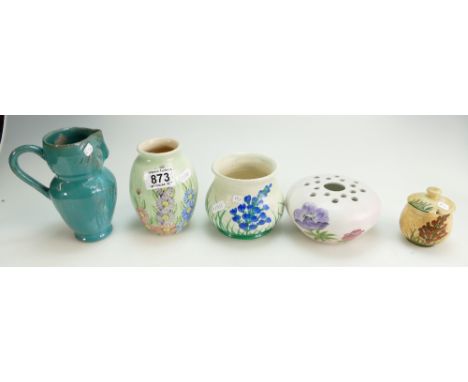 A mixed collection of items to include E. Radford floral decorated vases and potpourri bowls together with Farnham type ceram