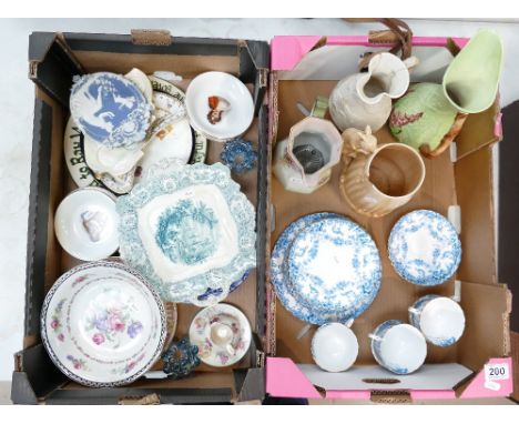 A mixed collection of ceramic items to include Crown Staffordshire floral decorated part tea set, embossed water jugs, decora