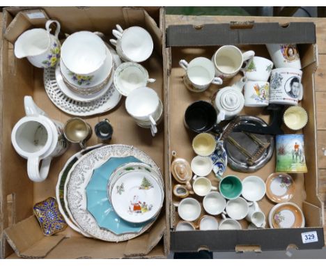 A mixed collection of ceramic items to include commemorative cups, mugs, Harleigh floral decorated part tea set, decorative w