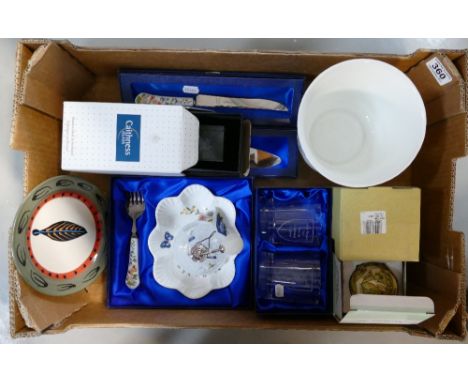 A mixed collection of items to include boxed Caithness paperweights and perfume bottles together with Aynsley cottage garden 