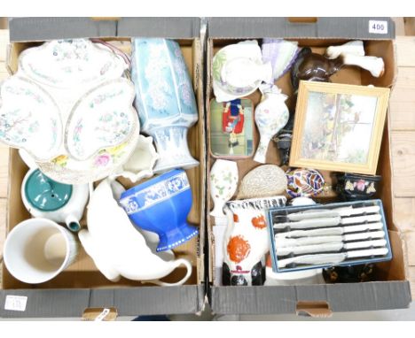 A mixed collection of items to include Staffordshire dogs, unbranded ceramic shire horse, Bradford posy bowl, Wedgwood wild s