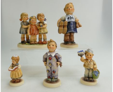 A collection of Goebel Hummel, First Issue Figures including 2116A, 2040, 2133, 328 and 143, one boxed (5)