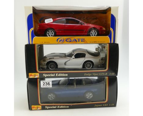 A collection of boxed die cast special edition model cars to include Gates, Peugeot 406, Maisto Dodge Viper and Jaguar XK8, a