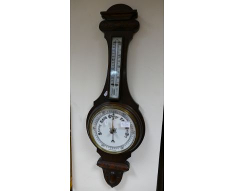Dark oak cased barometer 