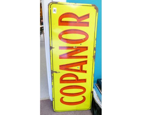 Enamel sign, French Coppenall red text on yellow back ground. Size 1m x 37cm