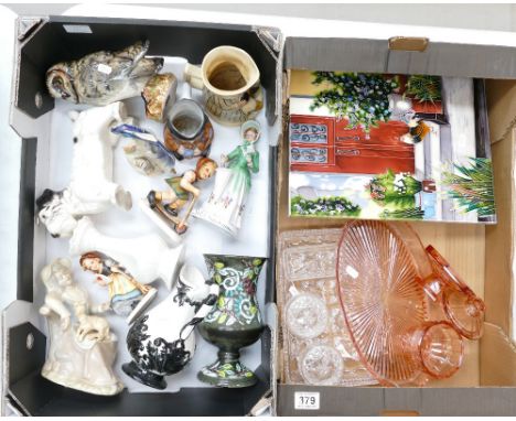 A mixed collection of ceramic items to include Tony Woods Toby Jugs, unmarked ceramic figures of dogs, owls together with pre