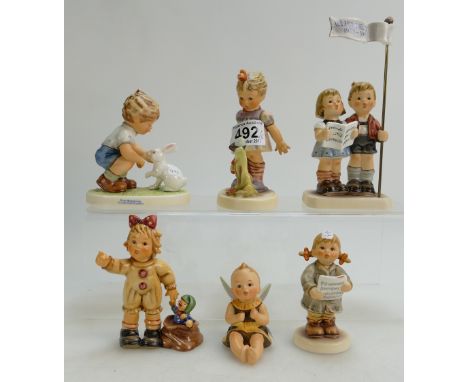 A collection of Goebel Hummel, Exclusive Collection pieces to include Private Conversation, Will It Sting?, etc. Four boxed. 