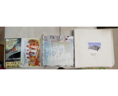 A mixed collection of items to include reproduction enamel signs, boxed glass chess set and similar Egyptian theme chess set.