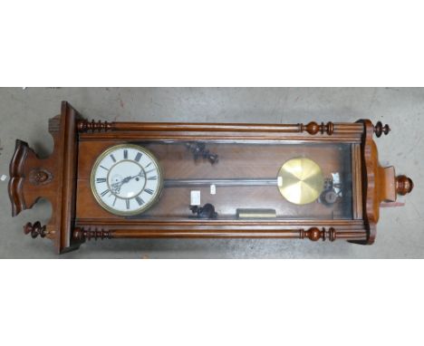 Oak cased one-weight wall clock