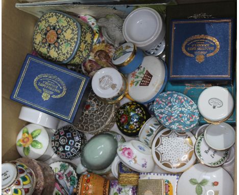 A box of mainly enamel and porcelain trinket boxes etc.Condition: no signs of any damage to any pieces, minor surface wear an
