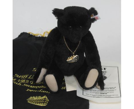 A Steiff limited edition Pat 1912 Titanic teddy bear with Swarovski crystal pendant, certificate and bag. 