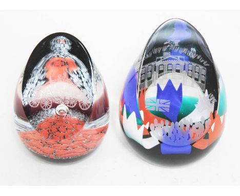Two limited edition Caithness paperweights: Jubilee Concert on the Mall 9/60 and Celebration Coronation Coach 20/500 