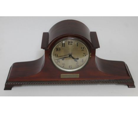 A German eight day mahogany cased mantle clock, length 54cm. 