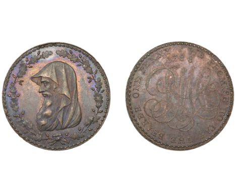 Amlwch, Parys Mine Co, Penny, 1788, druid’s head encircled by wreath with 25 acorns, rev. pm co cypher, short-topped p, curve