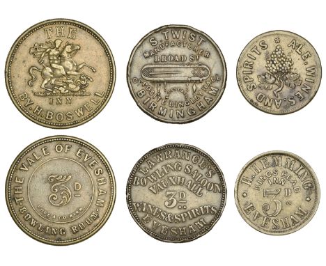 Inn Tokens, Evesham, The George & Dragon, H. Boswell, brass Threepence by Pope, eg, 32mm, 9.06g/12h (W 1860, and pl. 7, this 