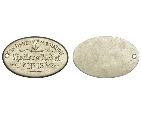 YORKSHIRE, Esk Fishery Association (Est. 1864), engraved oval uniface cupro-nickel Visitor’s Ticket, No. 13, 49 x 31mm, 10.43