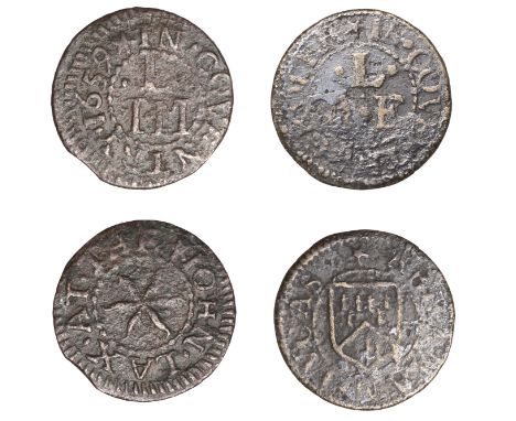 17th Century Tokens, WARWICKSHIRE, Coventry, John Lax, Farthing, 1659, 0.91g/12h (N 5320; BW. 79); Abraham Lucas, Farthing, 1