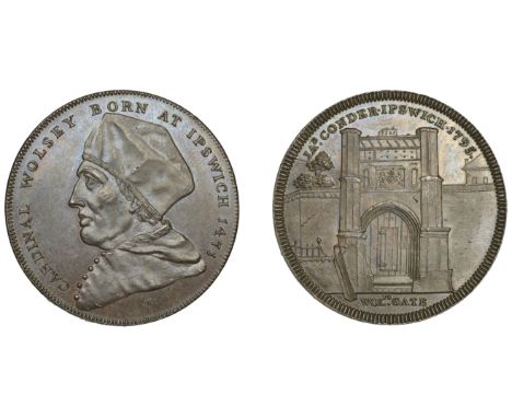 18th Century Tokens, SUFFOLK, Ipswich, James Conder, Milton’s second Penny, 1795, bust of Cardinal Wolsey left, rev. Wolsey’s