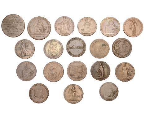 18th Century Tokens, Co DUBLIN, Dublin, Charity Food Penny ticket, 1797, 16.55g/6h (DH 1); Swords, W.H. Co, imitation Halfpen