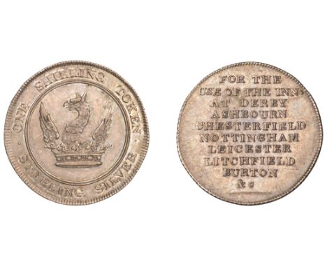 19th Century Tokens, DERBYSHIRE, County series, ‘Morgan’s’ Shilling, crest and coronet, value above, rev. for the use of the 