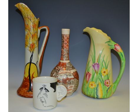 Ceramics - A Carlton Ware Crocus Flower tall jug; a Carlton Ware Prince Charles engagement mug; a Satsuma slender ovoid vase 