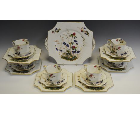 A Charles Wildman Foley tea service for six, pattern 3613, printed marks