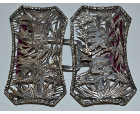 A Chinese silver buckle, Luen Wo, Shanghai, c.1900