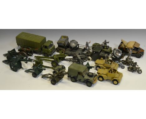 Toys - various military vehicles including a Britains Scout Car Daimler Mk.II with figures; another similar; a Britains Beetl