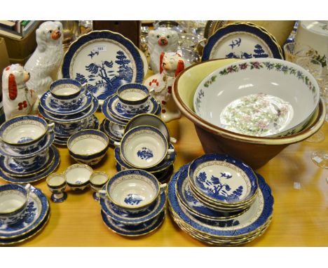 Ceramics - a pair of Staffordshire mantel Dogs; another pair; a Royal Worcester fruit bowl; Booths Real Old Willow pattern pa