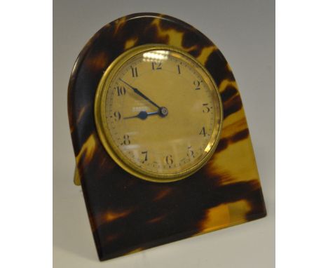 An early 20th century tortoiseshell easel boudoir clock