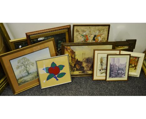 Pictures and Prints - Toulouse print; Indonesian picture; mirror; apple print;  etc qty 