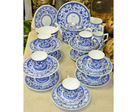 Royal Crown Derby Mikado pattern - teapot, milk jug, cream jug, sugar bowls, cups, saucers, plates;  etc qty 