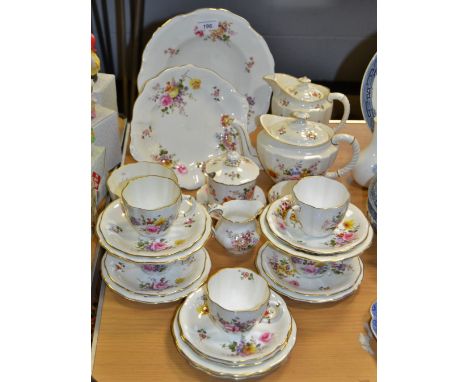 Royal Crown Derby Derby Posies pattern- teapot, coffee pot, cream  jug, sugar bowl, bread and butter plate, cups, saucers, si