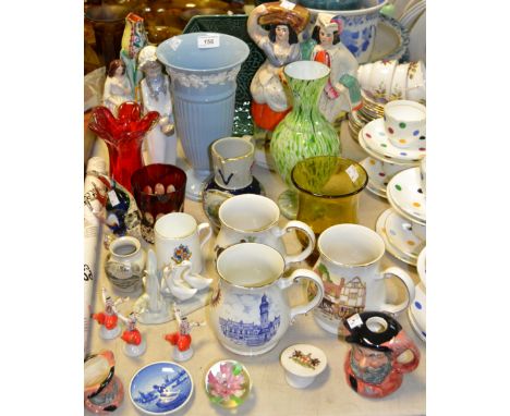 Ceramics & Glass - a reproduction Staffordshire flat back; another; a Wedgewood vase; a Nao model of geese; a Murano glass fi