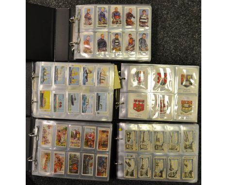 Cigarette Cards - five comprehensive albums containing Wills's War Pictures, Allied Army Leaders, Arms of Universities; Rugby