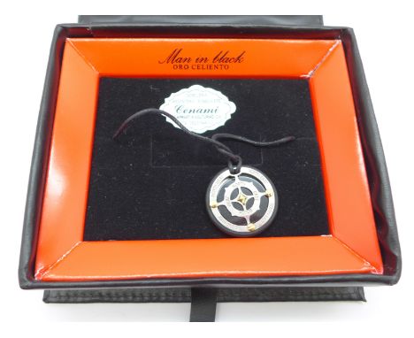 An Oro Celiento Man in Black compass pendant, boxed 