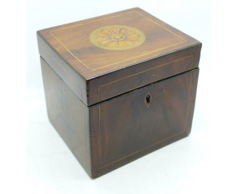 A 19th Century tea caddy, hinge a/f 