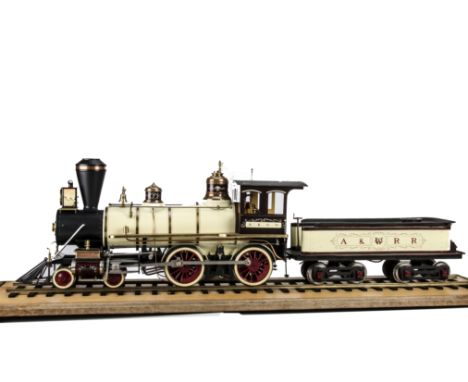 A 3½” Gauge Scratch-built Display Model American 4-4-0 Locomotive and Tender, beautifully finished in Atlantic and Great West