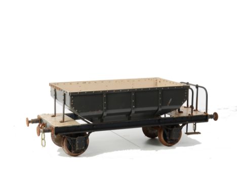 A 5” Gauge BR ‘Seacow’-style Hopper Wagon, made by David Curwen, finished in grey, F, considerable paint flaking