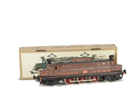A Paya 0 Gauge 3-rail Electric 4-6-4 Pantograph Locomotive, of the 1980s repro series in brown with orange lining as no 1105,