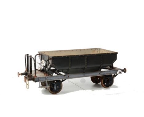 A 5” Gauge BR ‘Seacow’-style Hopper Wagon, made by David Curwen, finished in grey, F, considerable paint flaking