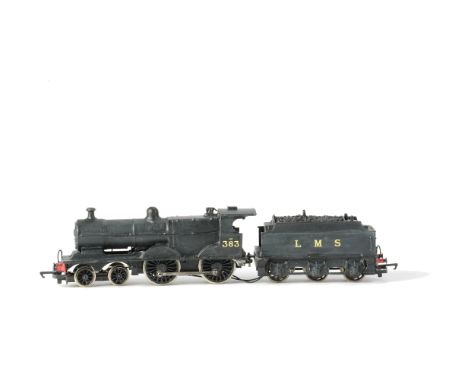 A kitbuilt 00 Gauge LMS 4-4-0 Class 2P Locomotive and Tender, in LMS unlined black No 383 with Hornby or similar RTR chassis 
