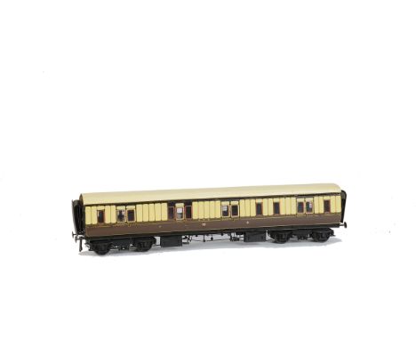 A Kitbuilt Finescale 0 Gauge GWR Bogie Corridor Passenger Luggage Van, in brown and cream, no. 248, Mallard Models kit, built