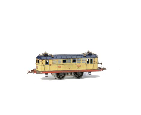 A Hornby 0 Gauge LE220 ‘Swiss’ Locomotive, in cream with blue roof and red valancing, no 10655, for 20v operation, F, one lam