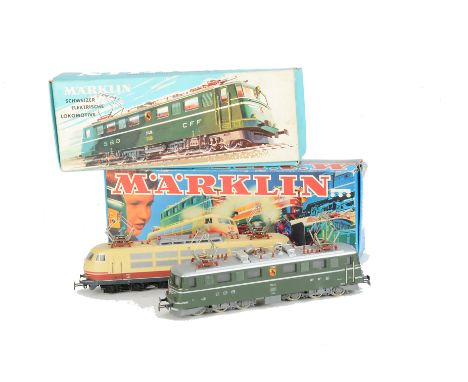 Märklin H0 Gauge German and Swiss Electric Locomotives, 3054 DB maroon and cream 103 113-7 twin pantograph Locomotive and 305