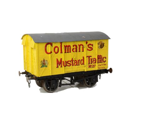 A 5” Gauge ‘Colman’s Mustard’ Covered Van, made by David Curwen, with fine detailing and nicely finished in Colman’s yellow l