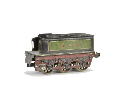 A Bing Gauge 3 (67mm) GNR Tender Only, in lined GNR green with maroon frames, F, fallplate/drawbar broken, toolbox lids missi